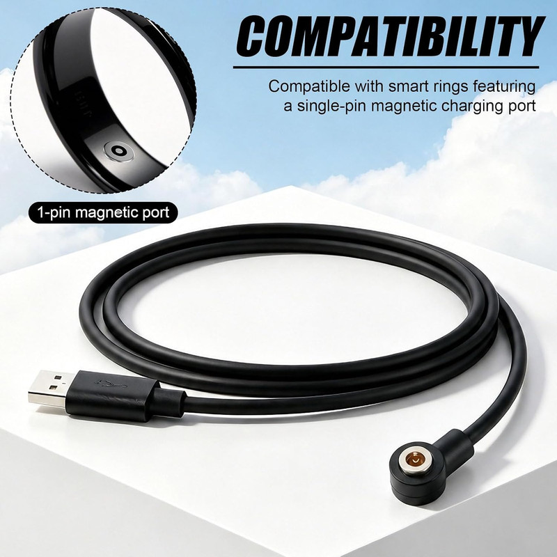 2Pcs Magnetic Smart Ring Charger Cable, 60Cm/2Ft Long 4Mm Magnetic Head USB-A Ch gallery
