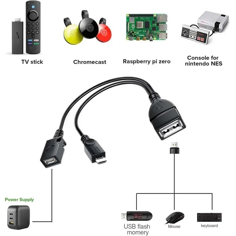 Micro USB Host OTG Cable with USB Power for Android Tablet Samsung/HTC/Nexus/LG gallery
