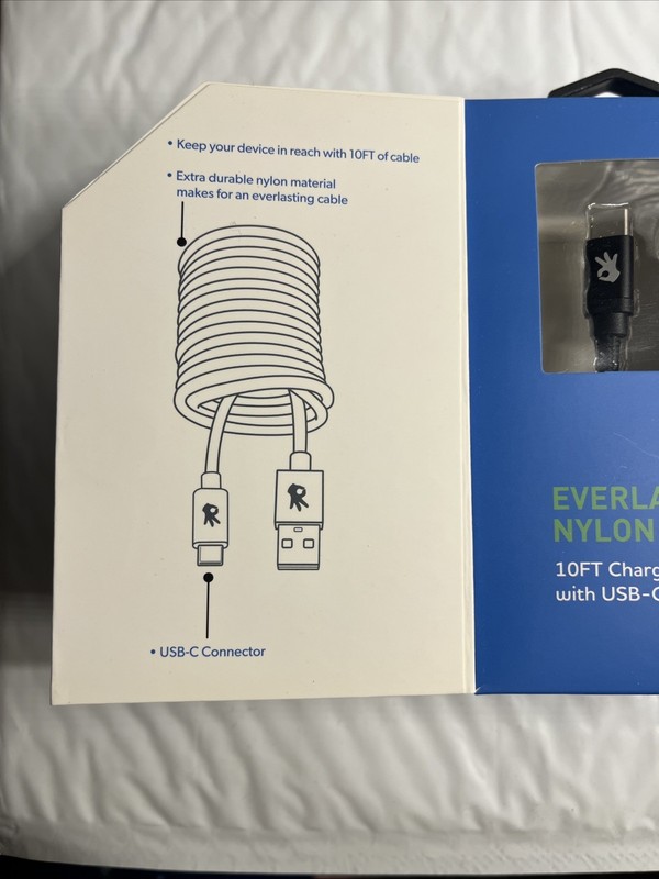 Everlasting Nylon Cable 10ft Charge & Sync Cable With USB- C Connector gallery