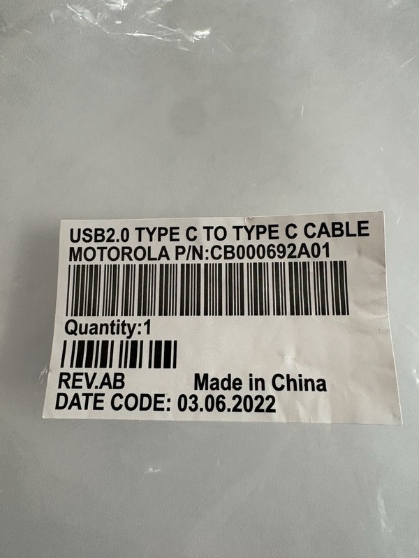 Motorola USB C To USB C Data Cable P/N CB000692A01 14.5 Feet