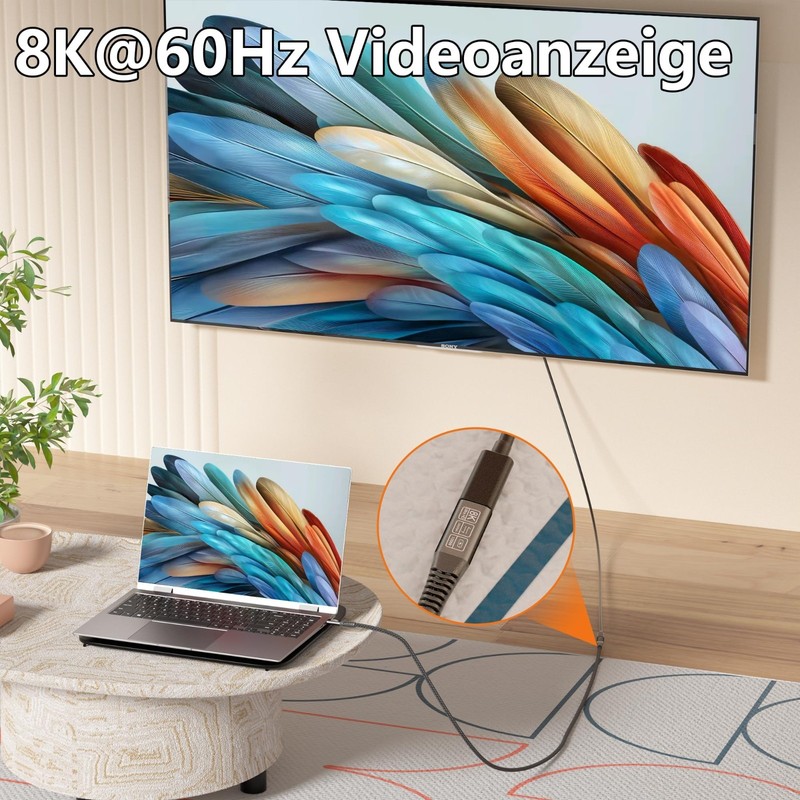 20FT USB-C Extension Cable, 20Gbps/100W, 4K@60Hz Video, Nylon Braided, Type C Ex gallery