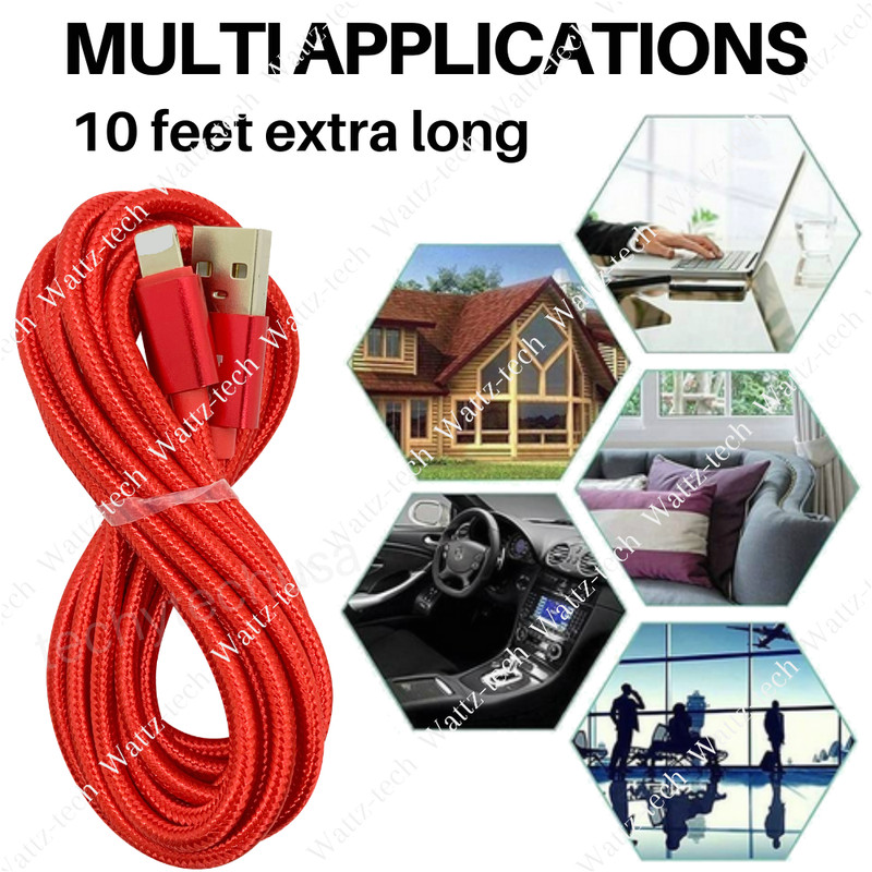 3/6X USB Fast Charging Data Cable 10Ft Lot For iPhone 14 13 12 11 8 Charger Cord gallery
