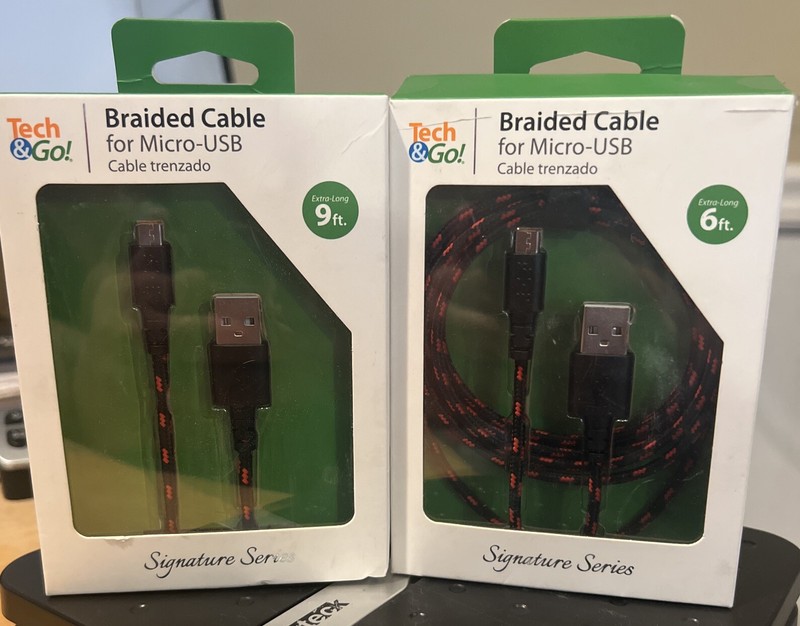 Tech & Go 2 Lot – 9 and 6 Foot Braided Micro-USB Charging Cables