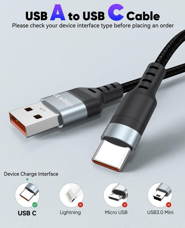 Short USB A to USB C Cable 3 inch, 60W Fast Charging TypeC Cord, USBA 2.0 480 gallery