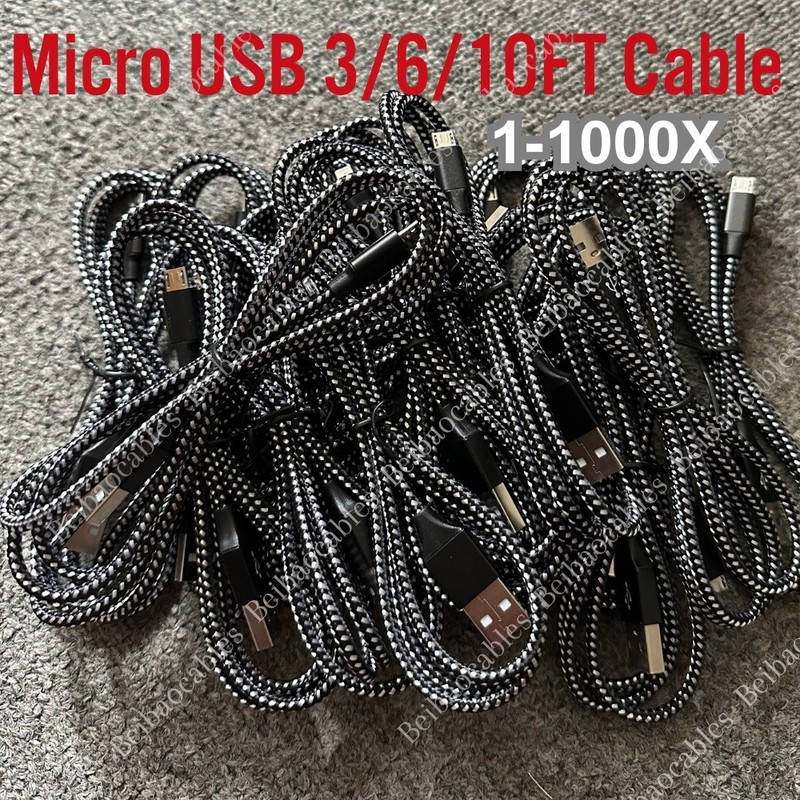Micro USB to USB A Cable Android Charger Braided Cord For Samsung Google LG LOT