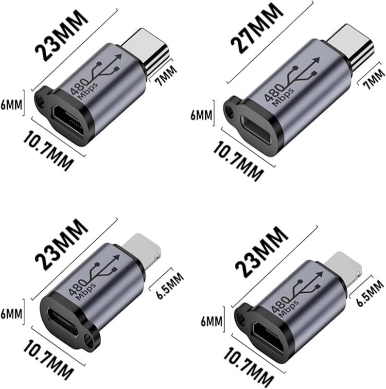 8Pack USB Adapter Kit with USB C Micro USB Mini USB Connectors for Fast Charging gallery