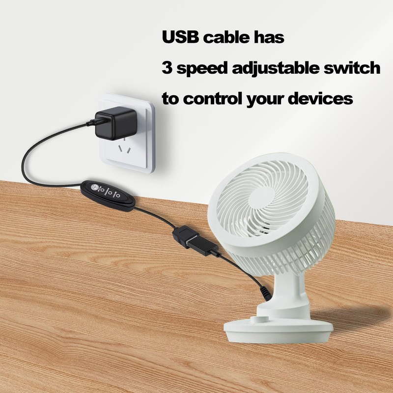 USB Cable with 3 Speed Switch 2 PCS 5V Extension Cord with Inline Control gallery