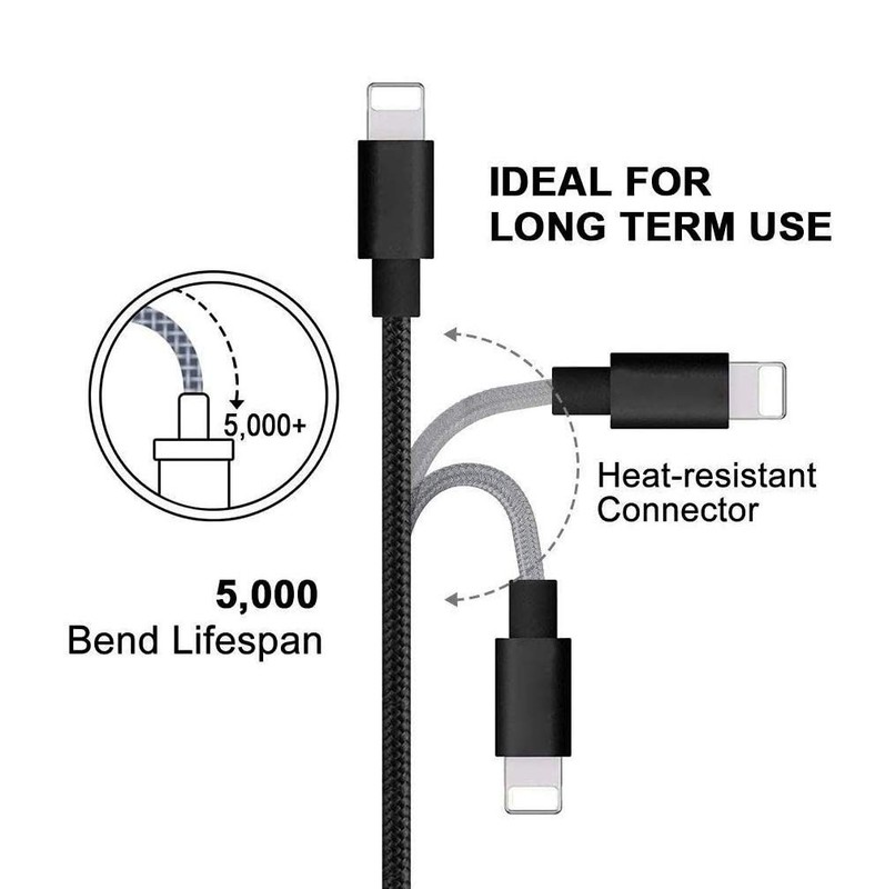 RoFI Compatible Phone Cable, [2Pack] 2FT Nylon Braided Fast Charging USB Cord Re gallery