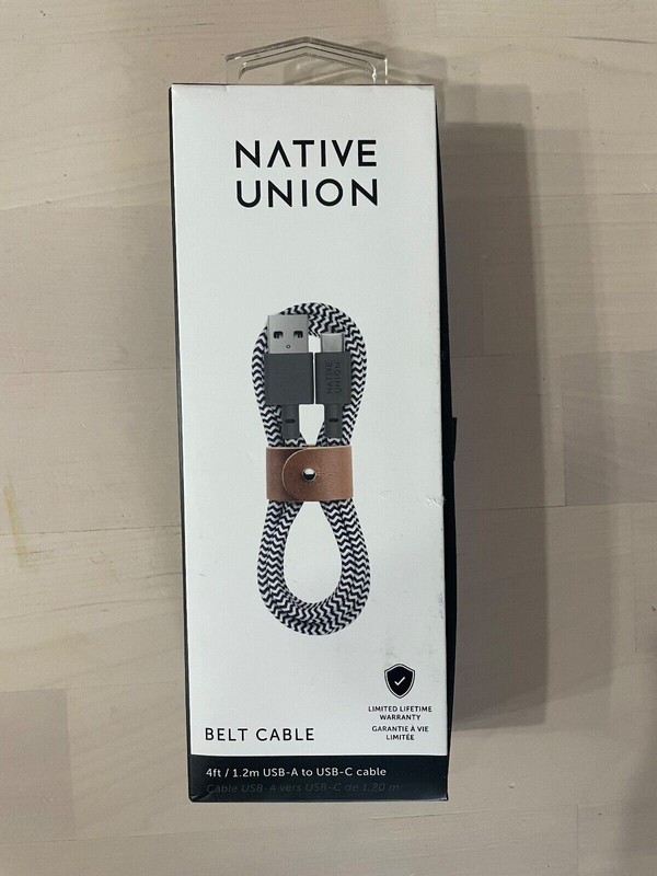 🔥Native Union Belt Cable 4′ USB-C to USB-A Cable – Zebra OPEN NEW🔥