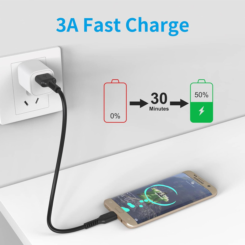 Short Micro USB Cable 1Ft [5 Pack] USB 2.0 Micro USB Charging Cable Android Char gallery