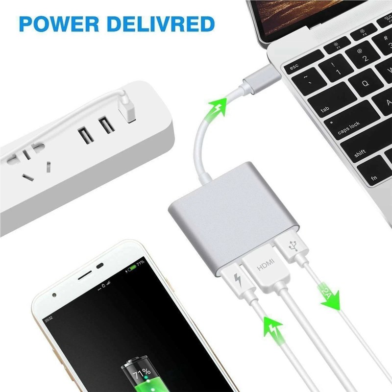 3 In 1 Type C to HDMI HDTV TV Cable Adapter Converter For MacBook Android Phone gallery
