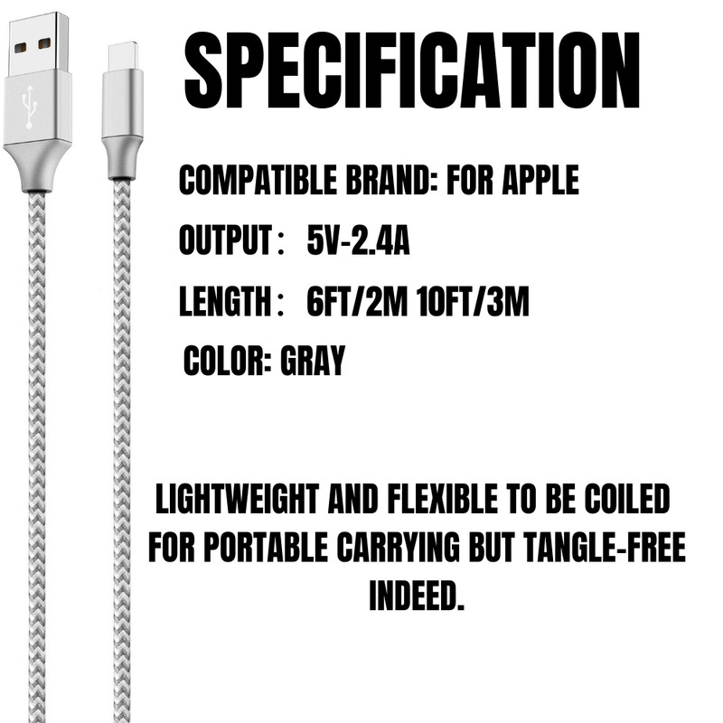 3/6x 6/10Ft Fast USB Charger Cable For iPhone 14 13 11 XR 8 7 6 5s Charging Cord gallery