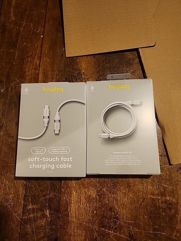 2pk 6′ USB-C to USB-C Fast Charging Silicone Cable – heyday White Clay