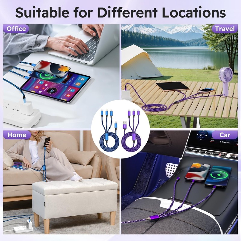 USB A/C Multi Charging Cable, 3 in 1 Charging Cable, Universal Charging Cable... gallery