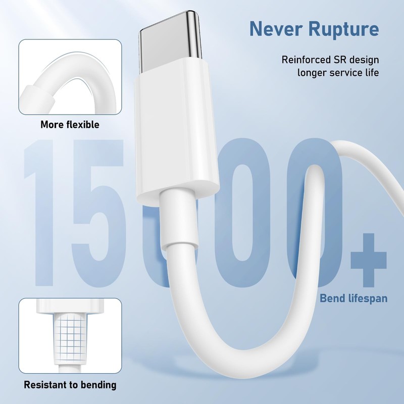 USB C to USB C Cable, 2Pack 60W[10FT+6FT], Type C to C Cable Fast Charging Co... gallery