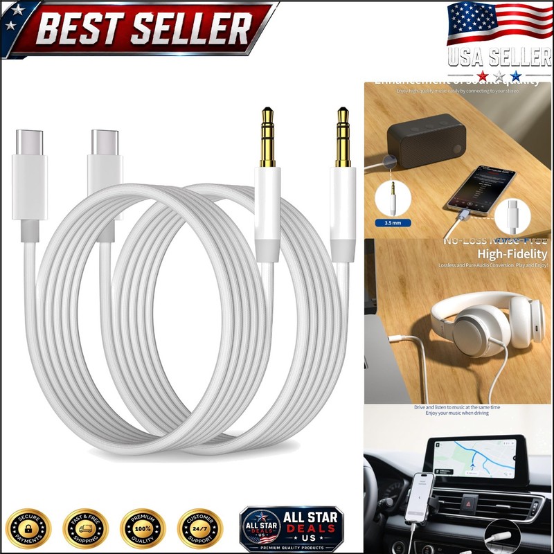 USB C to Aux Cable 3.3ft, 2Pack Type C to 3.5mm Audio Cable Braided USBC AUX Cor