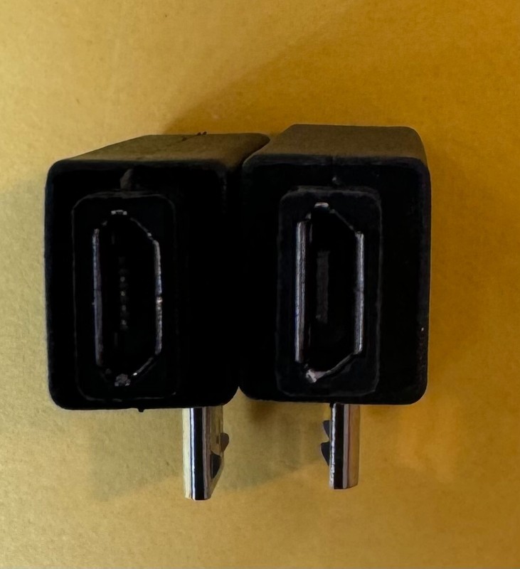 Pair 90 Degree Micro Left and Right Angle USB Female Plug Adapter Ships Free US gallery