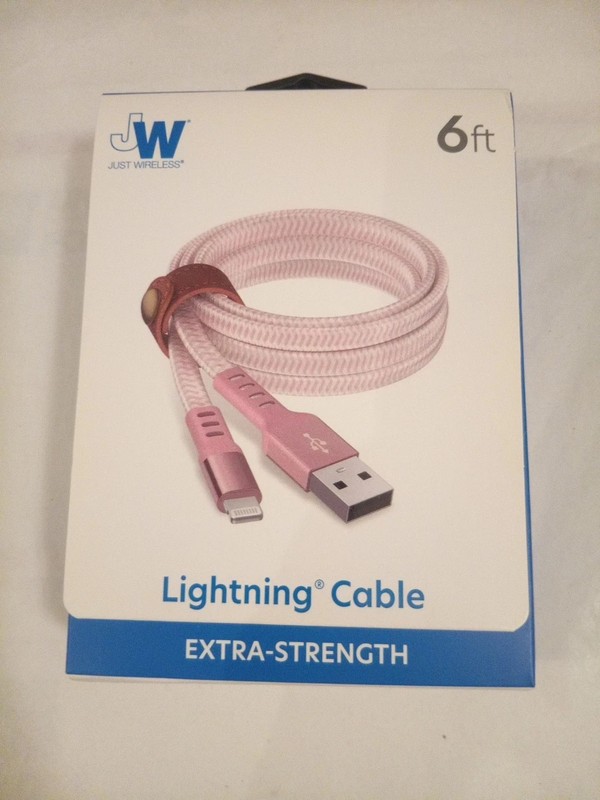 Just Wireless PINK Charging Cable (6ft) Choose Type For Apple Or Android