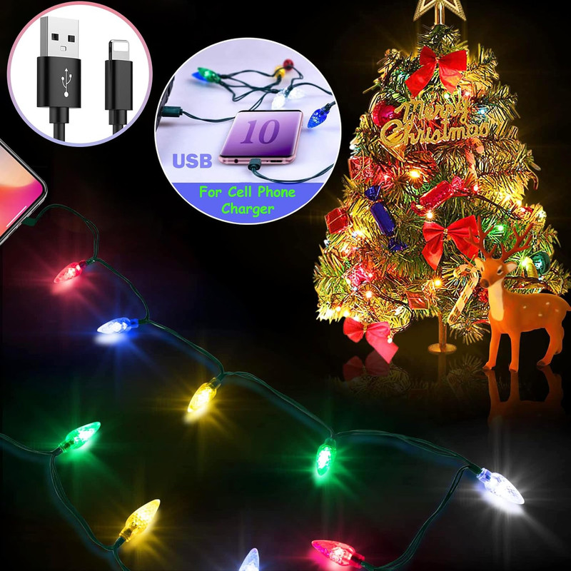 2 Pack Christmas Light Phone Charger Cord Charging Cable USB-A to Light-Ning 55" gallery