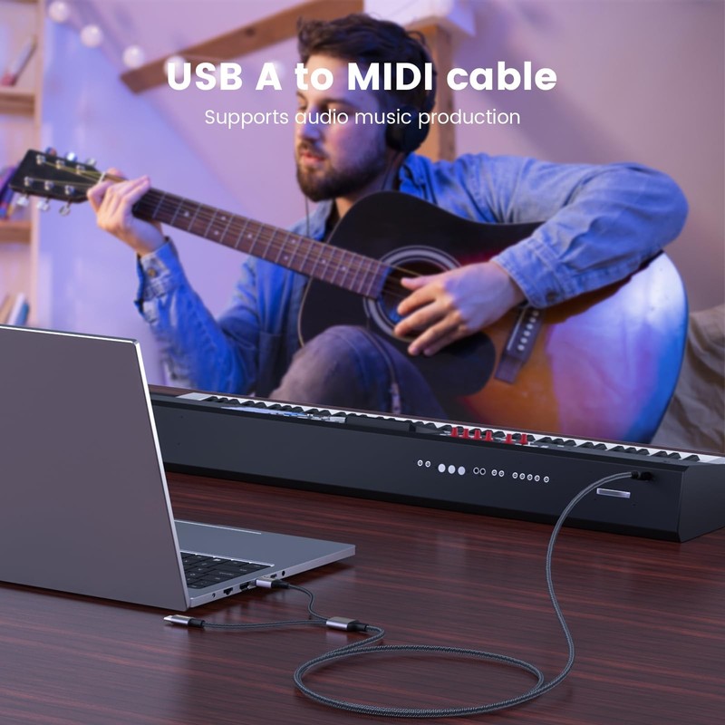 1 PCS 6.6FT/2M USB C To MIDI Cable USB 2.0 Printer Cord Male To Male Black gallery