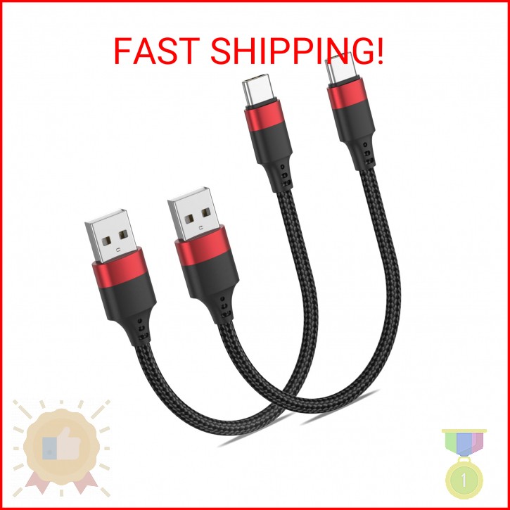 6 Inch USB to USB C Cable, 2 Pack Short Fast Charging Cord Type C, 0.5ft USB A t
