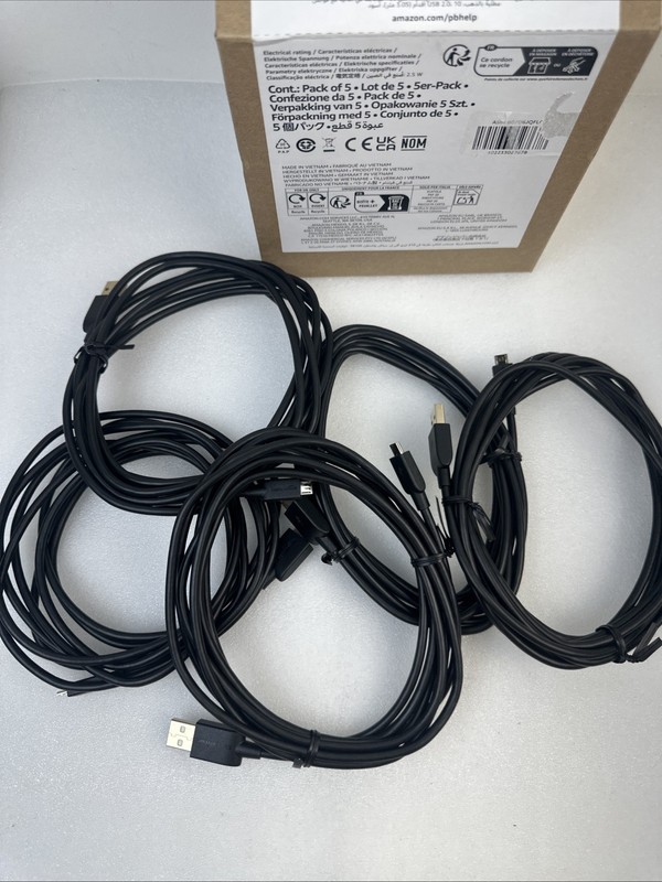 Amazon Basics 5-Pack USB-A to Micro USB Charging & Data Transfer Cable, 480Mbps gallery