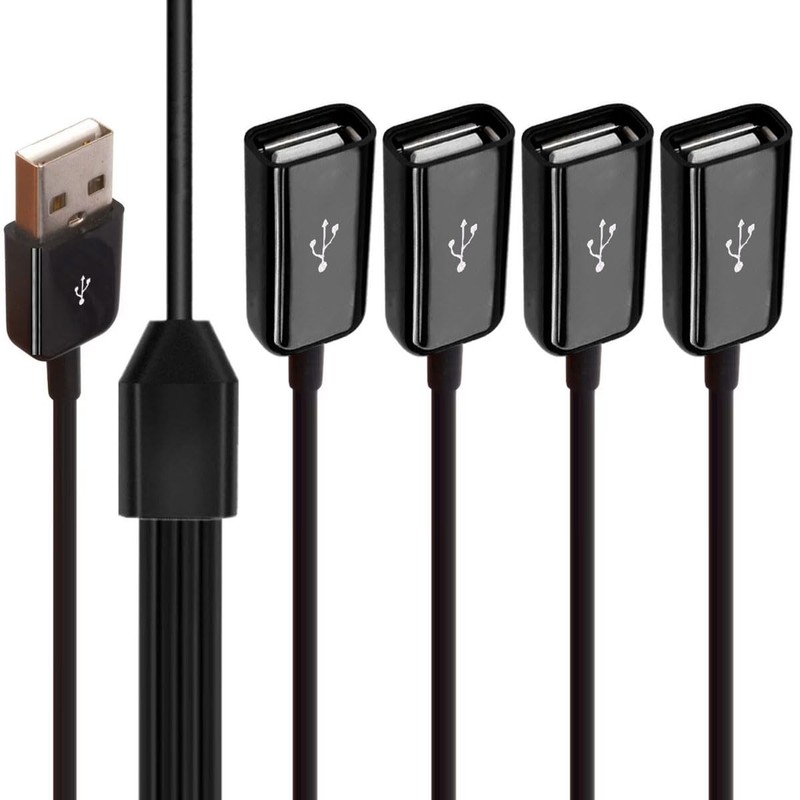 2 in 1 USB Splitter Y Cable, USB 2.0 Power 1 to 2 Female Extender 1 to 2 USB …