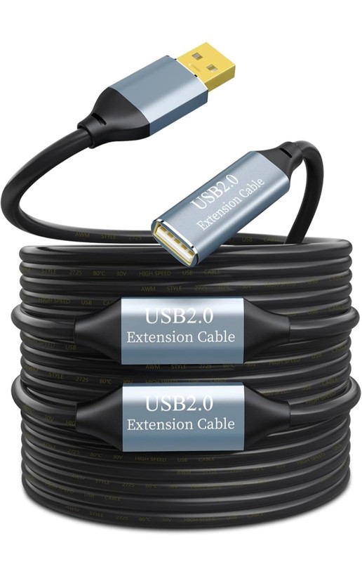 USB Extension Cable 100FT, USB 2.0 A Male to Female, Signal Booster, High Speed