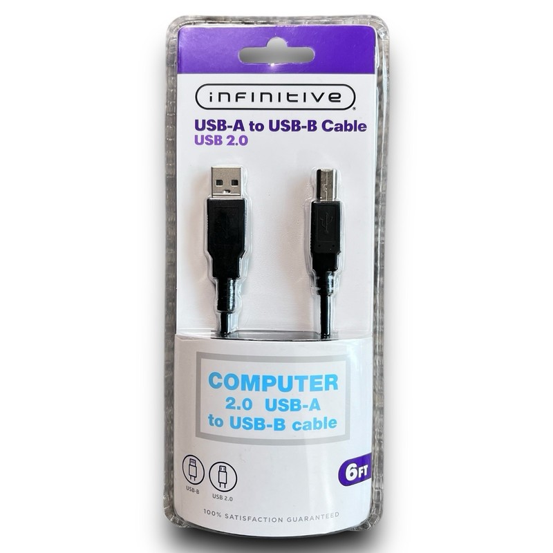 Infinitive – USB-A To USB-B Cable 6ft – USB 2.0 – New Sealed