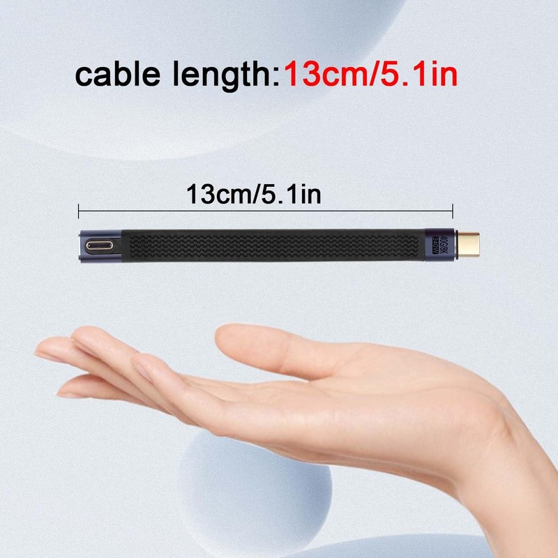 40Gbps USB 4.0 C Male to 90 Angle C Male Data Short Cable 240W 5.1 Inch gallery