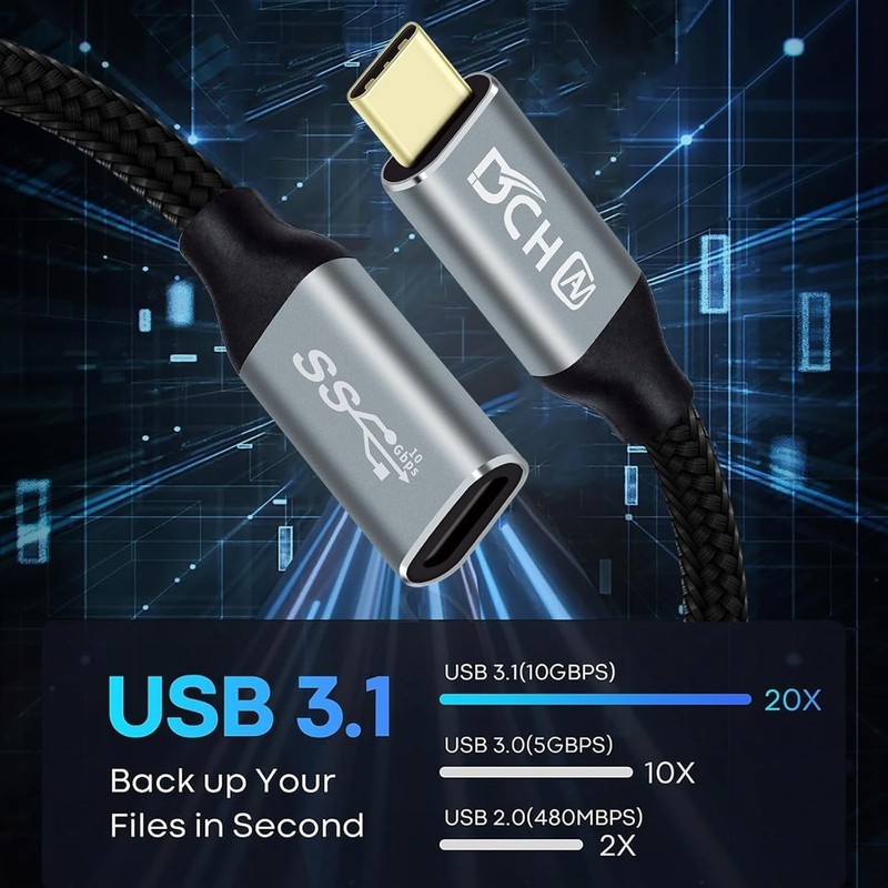 1.5ft USB C Male to Female Cable with 100W Fast Charging & 4K Output gallery