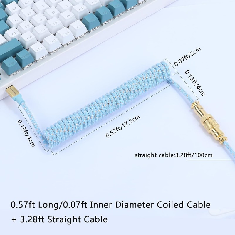 Custom Coiled USB C to A Cable for Gaming Keyboard,Double-Sleeved Starlight B... gallery