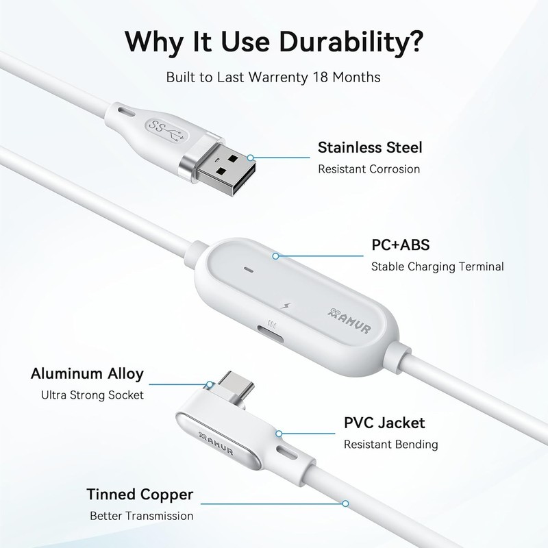 16FT 5M Charge Link Cable USB 3.0 to C for Meta Quest 3 3S Pico 4 PCVR 5Gbps gallery