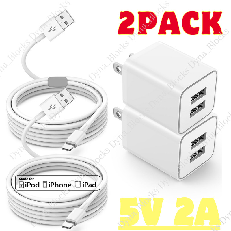 USB Home Wall Charger AC Adapter Plug USB Cable For iPhone 14 13 12 8 7 6 XS XR