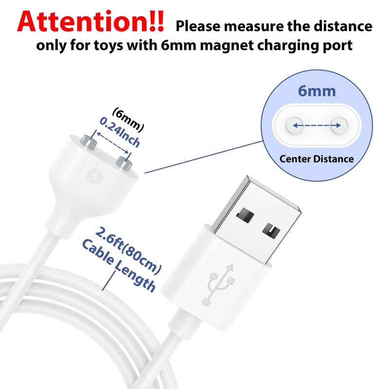 6mm Magnetic USB Cable DC Charger with 2 Pins Replacement Charging Cord for M... gallery