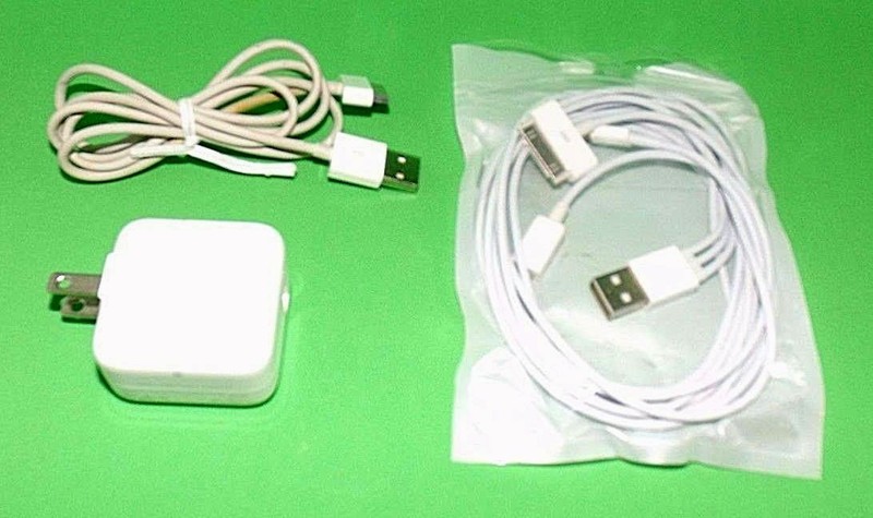 Apple 10 Watt USB Adaptor Model A1357 5.1V 2.1A Flip Plug w/3′ Multi-Cable LOT
