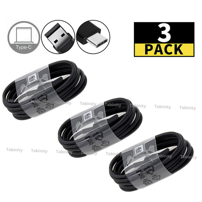 3 Pack USB-C Type C Cable Fast Charger Cord 4ft For Samsung Galaxy S8 9 10 20 21