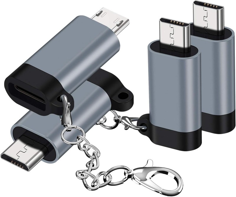 USB C to Micro Adapter, (4-Pack) Type C Female Male Grey