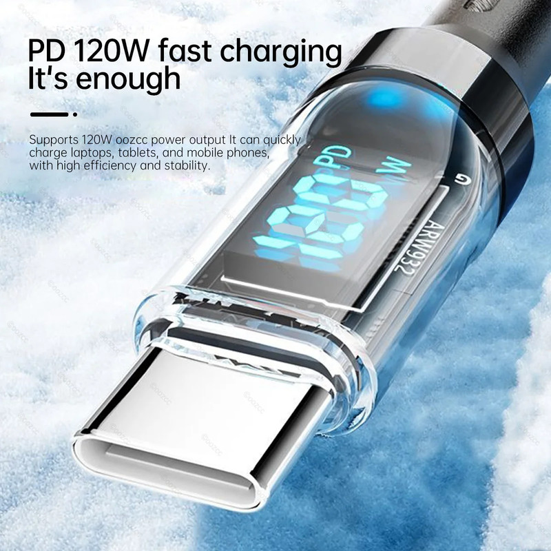 OOZCC LCD Watt Display Cable, Max 120W Super Fast Charging USB Type C Cable Data gallery