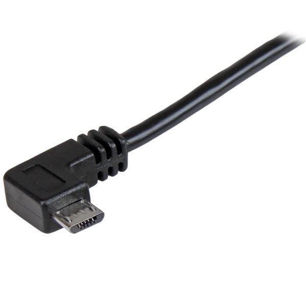 Durable 24 AWG Right-Angled Micro-USB Cable - 2m - Black for Fast Charging gallery