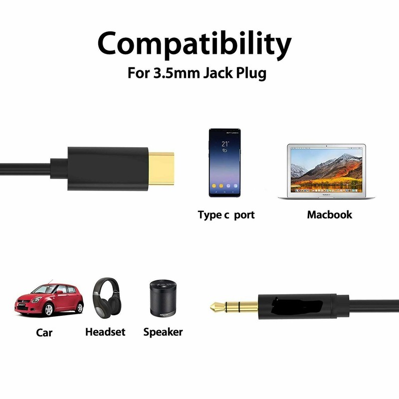New 3.5mm AUX to Type C Stereo Cable For GALAXY A8 A9 STAR NOTE 9 S LIGHT LUXURY gallery