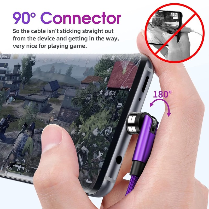 3-in-1 Magnetic Charging Cable Set: Fast, Tangle-Free, Nylon Braided - Purple gallery