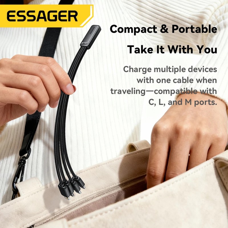 Essager 4-in-1 Fast Charging Cable Travel Type C Female To Multi USB Type C Wire gallery