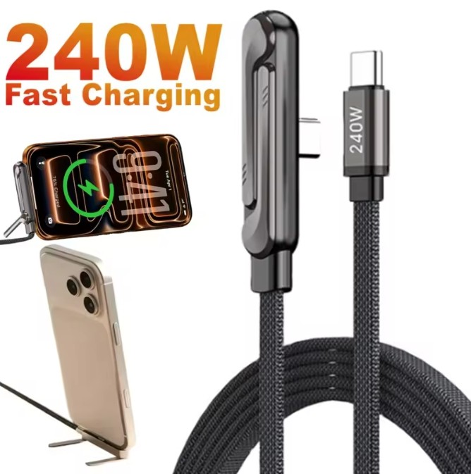 2in1 240W Fast Charging Cord For iPhone1716 With Phone Stand Foldable Holder Lot gallery