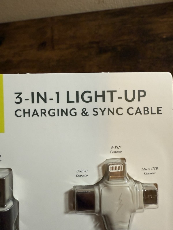 Charging & Sync Cable 3-in-1 Vivitar Light-Up Braided Charger 3 ft gallery