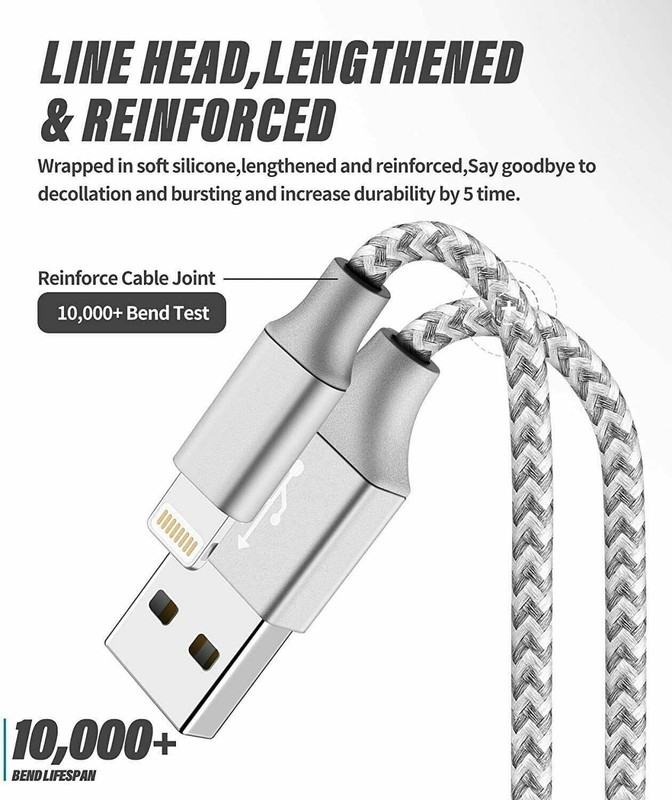 5 Pack Charging Cable Heavy Duty For iPhone iPad Plus Charger Charging Cord gallery