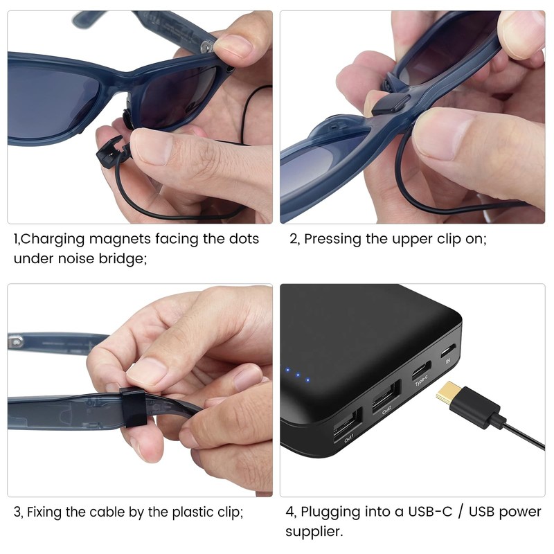 USB-Charger for Ray-Ban Meta Wayfarer Glasses, Magnetic Cable with RayBan Sky... gallery