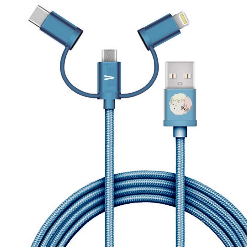 Character Cables TinyTAN 3in1 Cable V (USB-A to USB-C, Micro USB, MFI Certifi... gallery