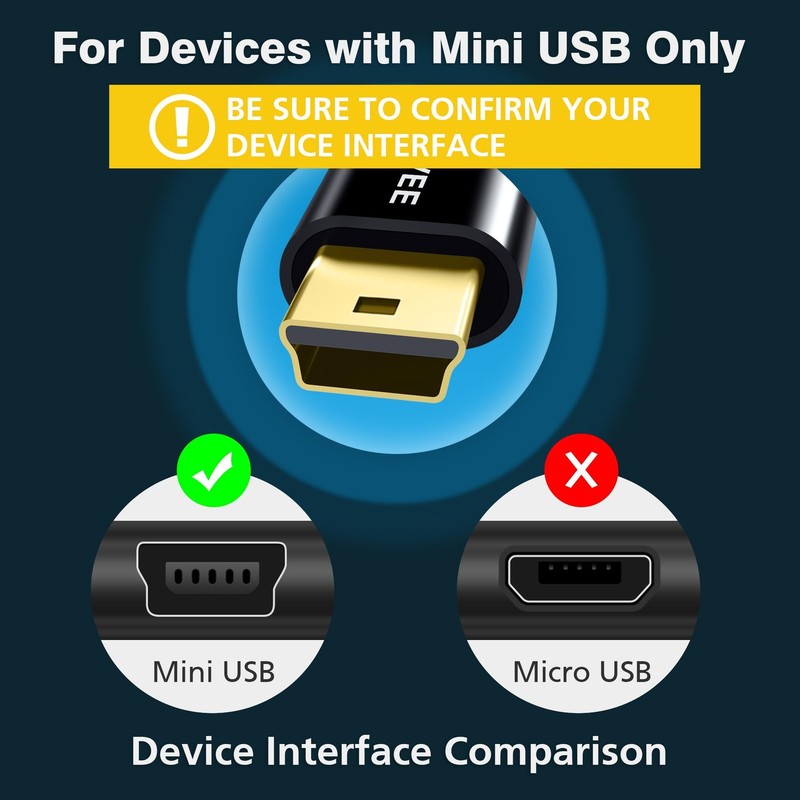 2 Pack 6.6Ft Mini USB Cable, Braided Durable USB-A to Mini-B Charger Charging Co gallery