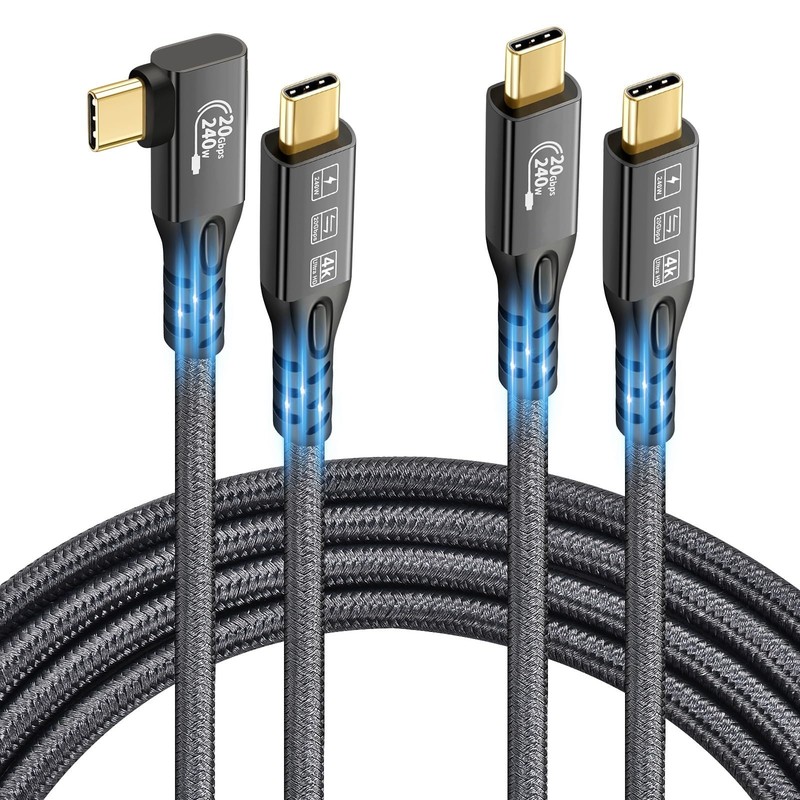 2 PCS 0.5M USB C 3.2 Gen2x2 20Gbps 240W PD3.1 4K@60Hz UHD Video Cable